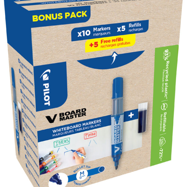 PILOT Whiteboard marker V BOARD MASTER, voordeelverpakking, blauw