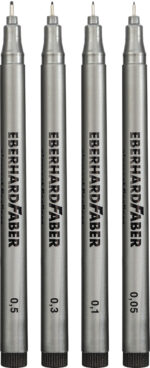 EBERHARD FABER Pigmentliner, zwart, set van 4
