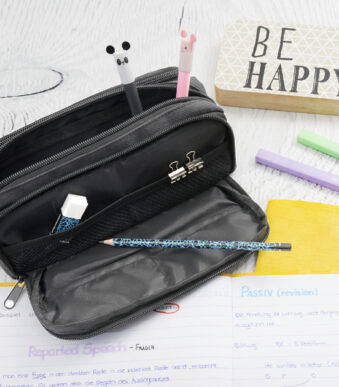 EBERHARD FABER Etui met 3 vakken, antraciet/zwart