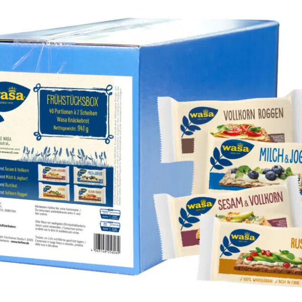Wasa Knäckebröd Assortiment 4-soorten Mix, in kartonnen verpakking