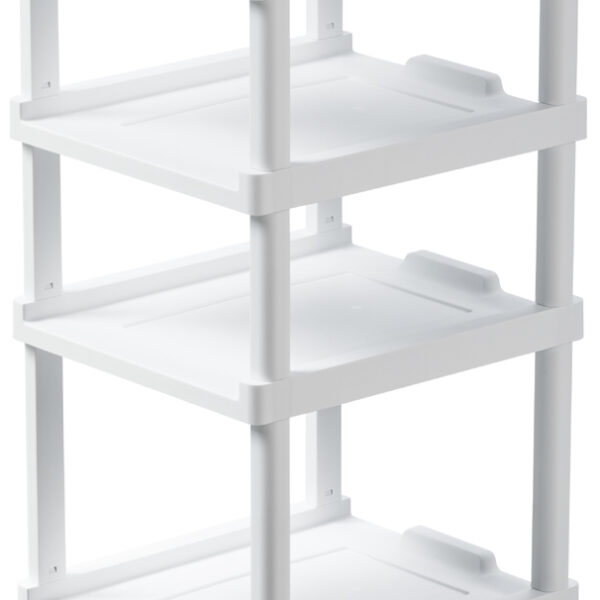 NHG Rek SEOUL met 3 PP legborden, met wielen, wit