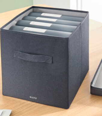 LEITZ Opbergbox van stof, maat L, set van 2, fluweelgrijs