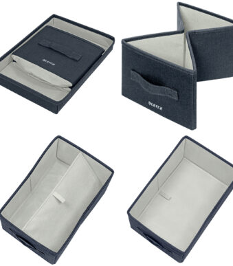 LEITZ Opbergbox van stof, maat S, set van 2, fluweelgrijs