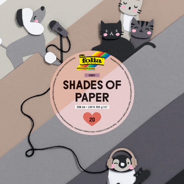 folia Gekleurd karton en fotokarton Block 'Shades of Grey', 20 vellen