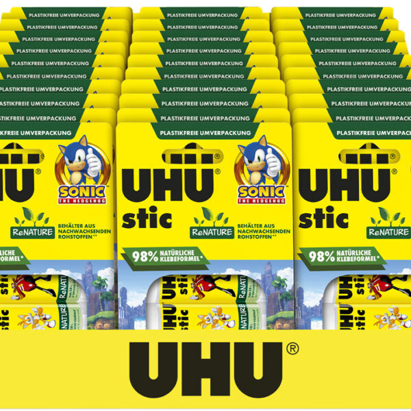 UHU Lijmstift stic ReNATURE SONIC, 4 x 8,2 g, display van 30 stuks