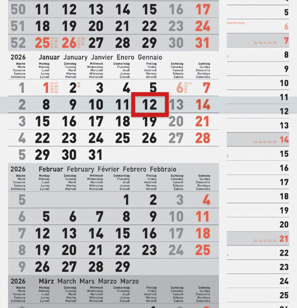 rido idé Wandkalender 4-Maandskalender Combi Planner 4, 2026