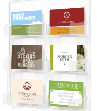 Deflecto Visitekaarthouder voor wandmontage, 6 vakken