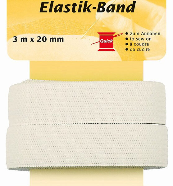 KLEIBER Elastiek / Elastisch band, 3 m x 20 mm, wit