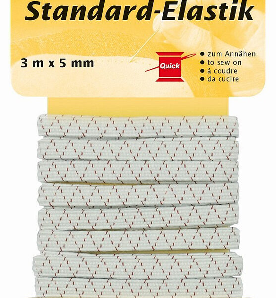 KLEIBER Elastiek / Elastiekband, 3 m x 5 mm, wit/rood