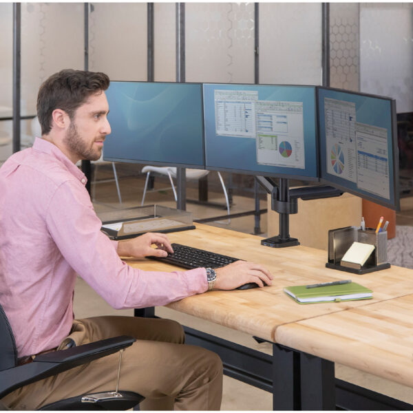 Fellowes Platinum driedubbele monitorarm, zwart