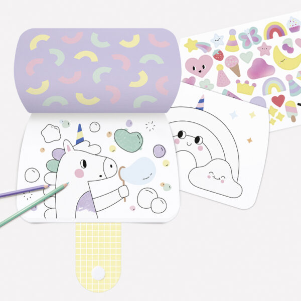 folia Sticker-kleurboek Rainbow Dreams met 15 vellen en stickers