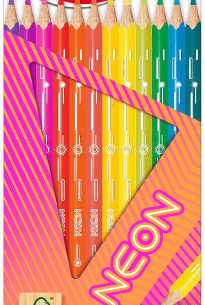 Maped driekantige neon kleurpotloden, etui 12 stuks