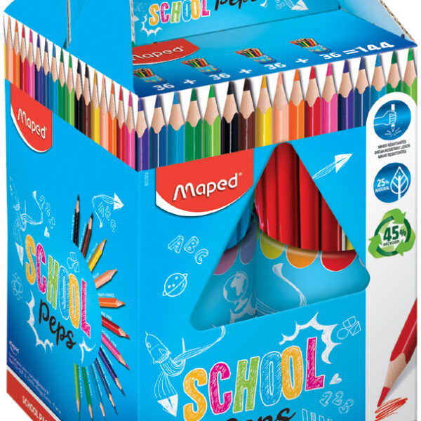 Maped driekantige kleurpotloden Color'Peps, schoolpakket 144 stuks