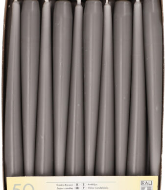 STARPAK Kaarsen voor kandelaar, 22 mm, grijs, set van 50