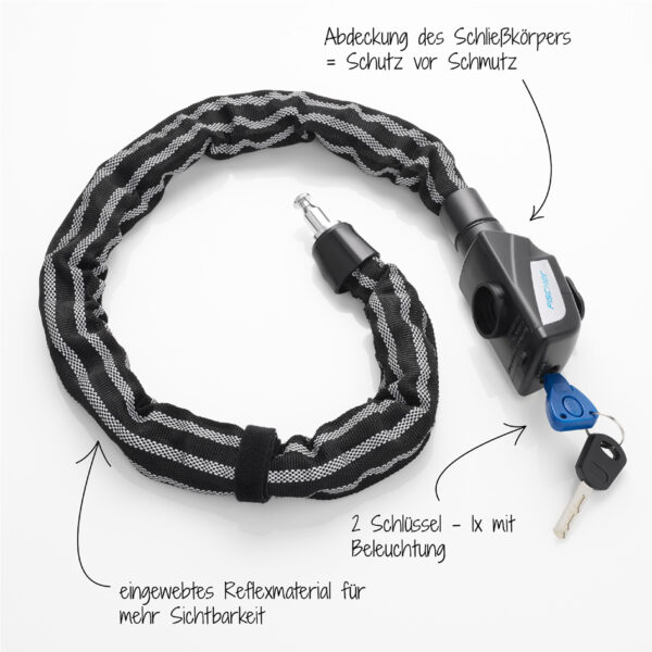 FISCHER Reflex fietsketting-slot, lengte: 800 mm