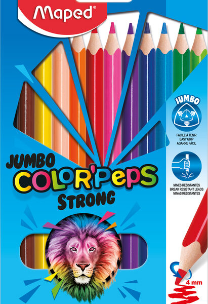 Maped driehoekige kleurpotloden JUMBO COLOR'PEPS STRONG, 12 stuks in etui