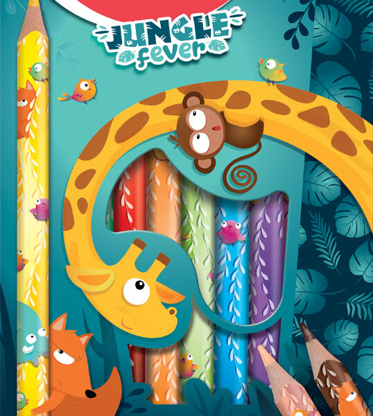 Maped Jumbo driehoekige kleurpotloden Jungle Fever, etui 12 stuks
