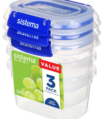 Sistema bewaardozen KLIP IT PLUS, 400 ml, blauw, set van 3