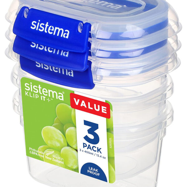 Sistema bewaardozen KLIP IT PLUS, 400 ml, blauw, set van 3