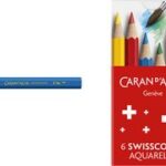CARAN D'ACHE SWISSCOLOR 6 Aquarel kleurpotloden, halve lengte, kartonnen etui
