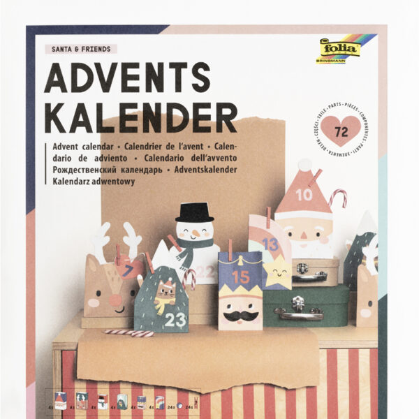 folia Adventskalender SANTA & FRIENDS, 72-delig