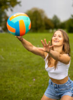 Neopreen strandbal tropisch motief, maat 5