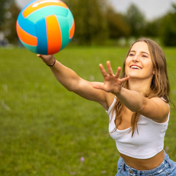 Neopreen strandbal tropisch motief, maat 5