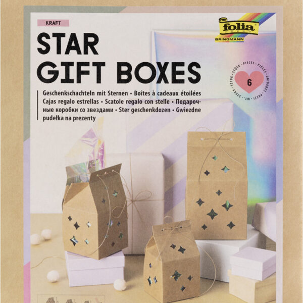 folia Cadeaudoosjes-set 'Star gift boxes', kraftpapier