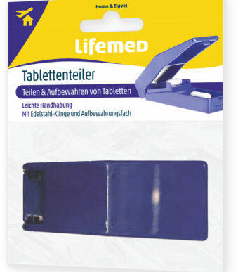 Lifemed Pillendeler met opbergvakje, blauw