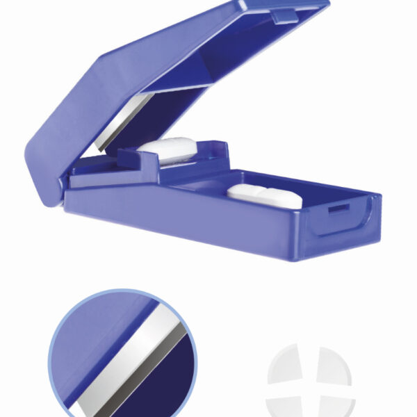 Lifemed Pillendeler met opbergvakje, blauw