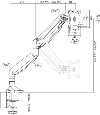 LogiLink Monitorarm van aluminium, zilver