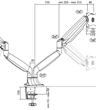 LogiLink Dubbele Monitorarm, aluminium, zilver