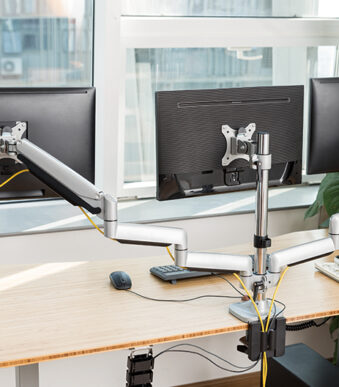 LogiLink Drievoudige monitorarm, aluminium, zilver