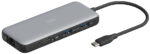 DIGITUS Docking Station, USB-C, 8-poorts, grijs/zwart