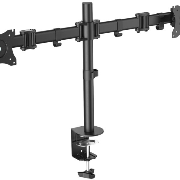DIGITUS Universele Dual Monitorarm met klemvoet, zwart