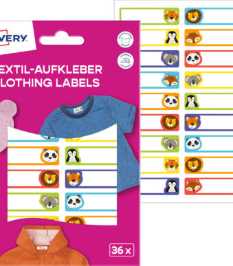 AVERY Textiel-etiketten voor kleding, 13 x 45 mm, Dieren