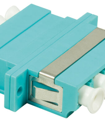 Glasvezelkoppeling, 2x LC-Duplex quad, multimode, aqua