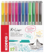 Kores Fineliner K-Liner, lijndikte 0,4 mm, etui met 12 stuks