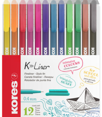 Kores Fineliner K-Liner, lijndikte 0,4 mm, etui met 12 stuks