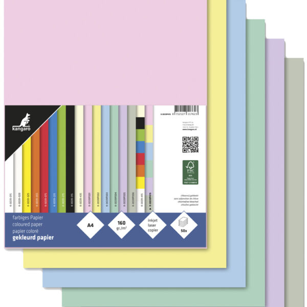 Kangaro multifunctioneel papier, A4, 160 g/m², pastel