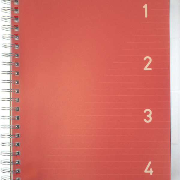 Kangaro spiraalschrift 4-in-1, A5-formaat, 100 vel, gelinieerd, rood
