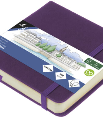 Kangaro schetsboek, 80 vel, 120 x 120 mm, paars hart