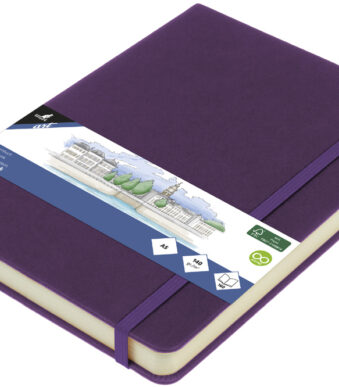 Kangaro schetsboek, 80 vellen, A5, paars hartmotief