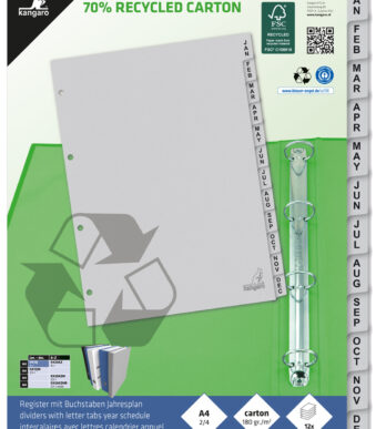 Kangaro Kartonnen Tabbladen ECO, Maanden, A4, 12-delig