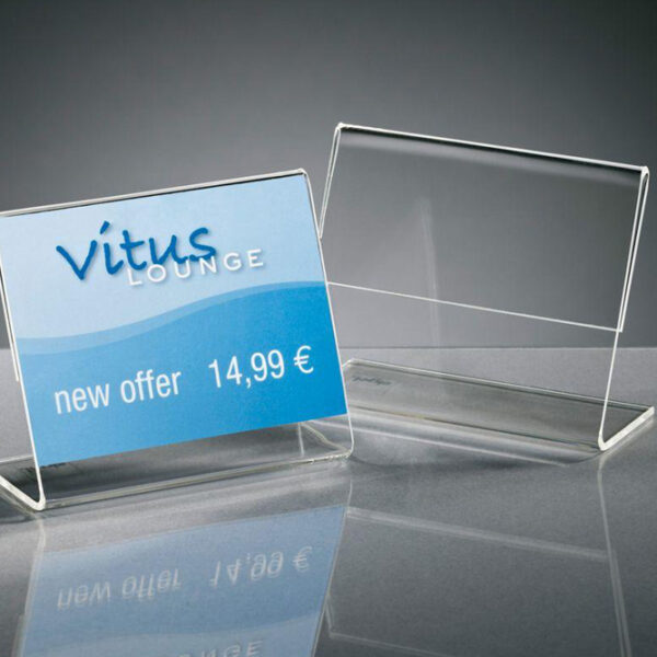 sigel info-/prijskaarthouder, acryl, DIN A8 liggend, schuin