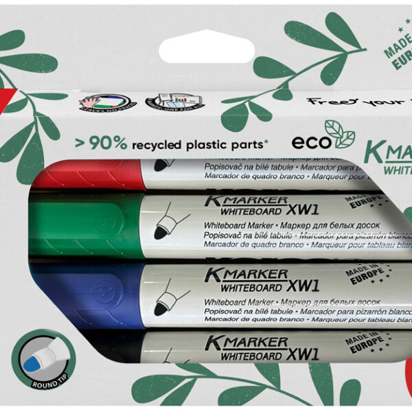 Kores whiteboardmarkers 'ECO XW1', set van 4 stuks