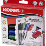 Kores whiteboardmarker set, 4 markers + bordenwisser