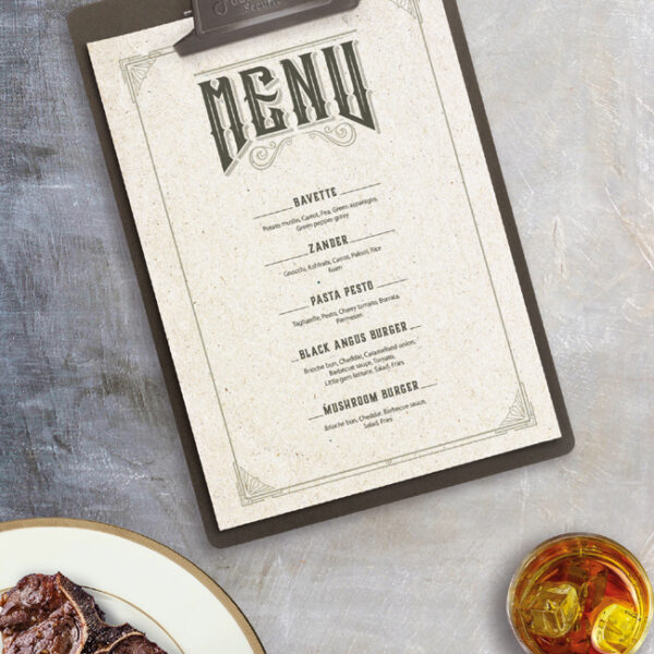 Securit menukaart klembord VINTAGE, A4, grijs