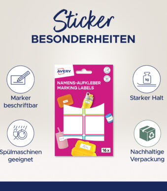 AVERY Naamstickers, Folie, 34 x 48 mm, Gekleurde Rand