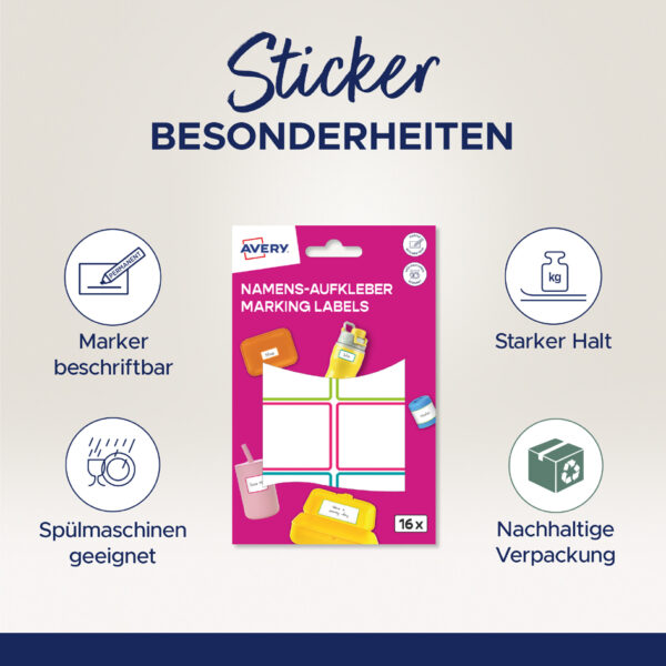 AVERY Naamstickers, Folie, 34 x 48 mm, Gekleurde Rand